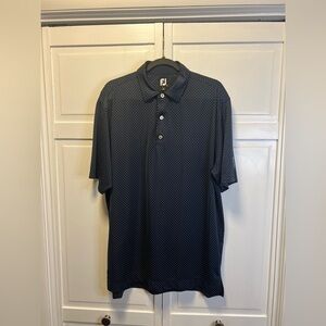 FootJoy Mens Blue With White Polka Dot Golf Performance Polo Shirt Size Large